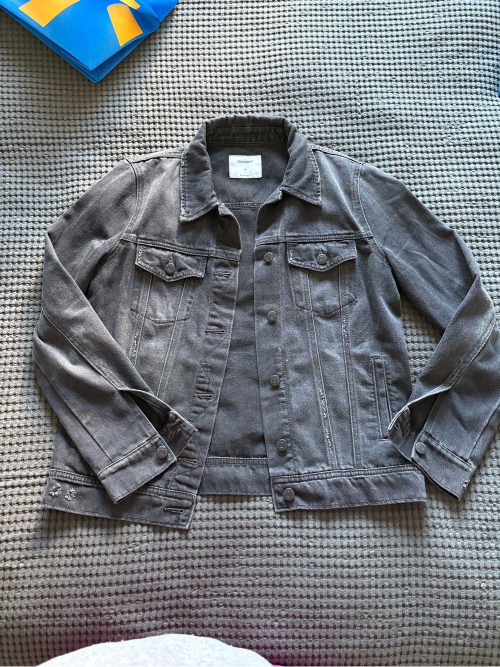 Old Navy Women’s Faded Black Non-Stretch Denim Jean Jacket